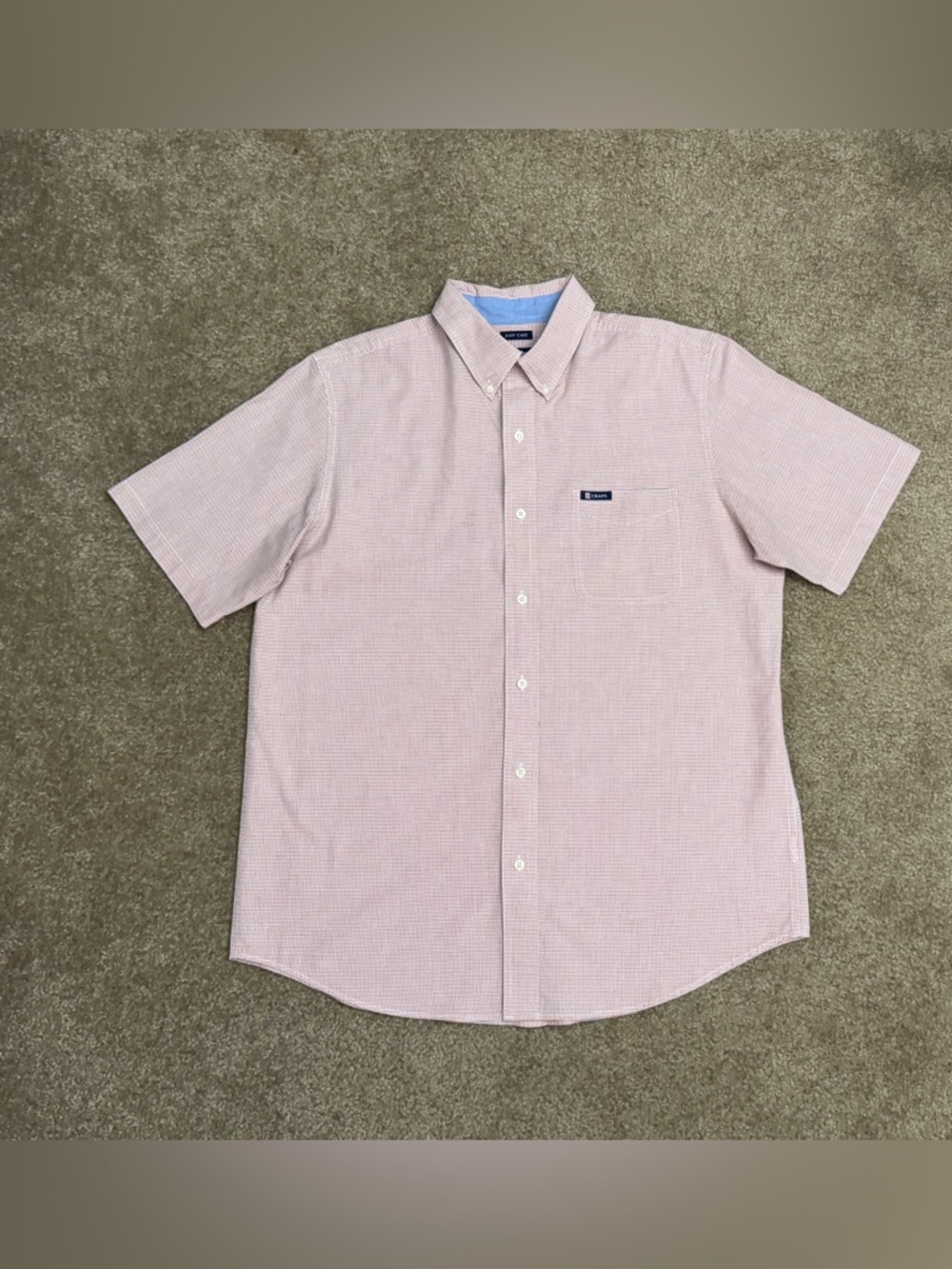 Chaps SS Button-Down Shirt - orange/blue/white with front pocket size L